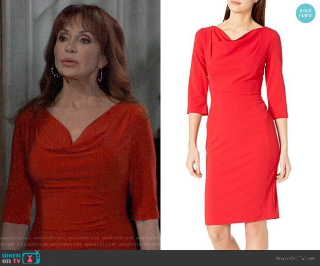 Calvin Klein Three Quarter Cowl Neck Sheath worn by Bobbie Spencer (Jackie Zeman) on General Hospital