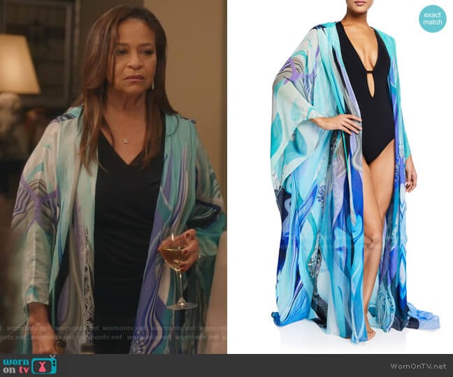 Oversized Silk Chiffon Robe by Camilla worn by Catherine Avery (Debbie Allen) on Greys Anatomy