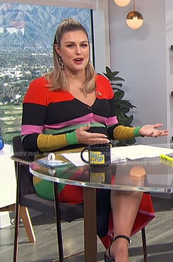 Carissa’s multicolor striped knit dress on E! News Daily Pop