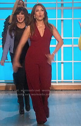 Carrie’s red sleeveless jumpsuit on The Talk