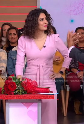 Cecilia’s pink v-neck tie waist dress on Good Morning America