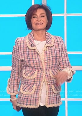 Sharon’s tweed check blazer on The Talk