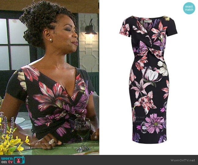 Chiara Boni La Petite Robe Illye Floral Dress worn by Valerie Grant (Vanessa Williams) on Days of our Lives