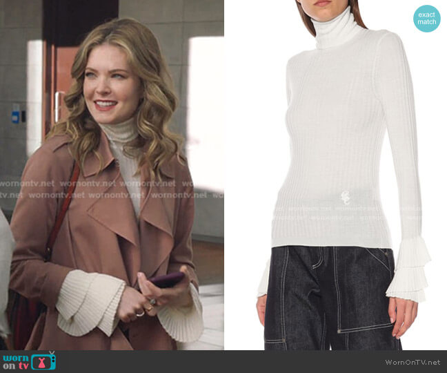 Ribbed Wool Turtleneck Sweater by Chloe worn by Sutton (Meghann Fahy) on The Bold Type