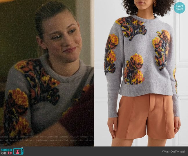 Chloe Jacquard Knit Sweater worn by Betty Cooper (Lili Reinhart) on Riverdale