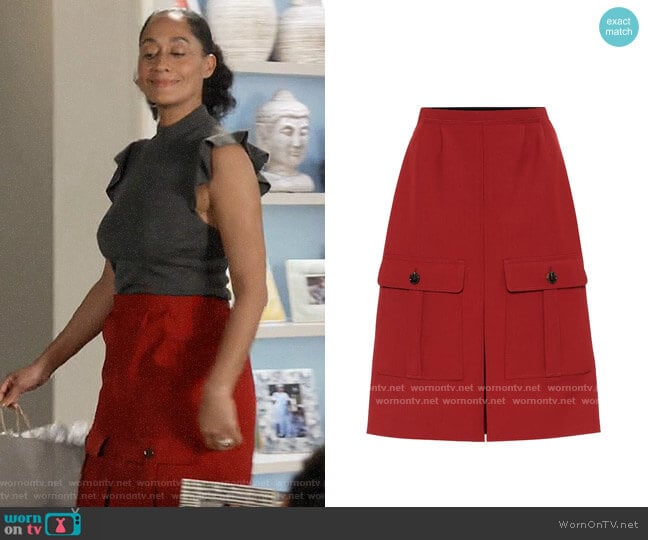 Chloe High Rise Wool Crepe Skirt worn by Rainbow Johnson (Tracee Ellis Ross) on Black-ish