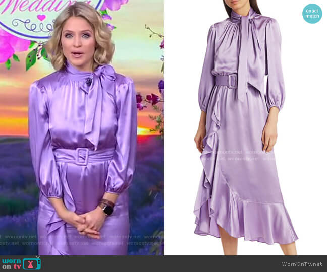 Bella Silk Belted Midi Dress by Cinq a Sept worn by Sara Haines on Good Morning America