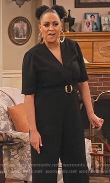 Cocoa's black belted jumpsuit on Family Reunion