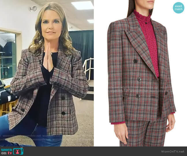 Dallin Plaid Blazer by Isabel Marant worn by Savannah Guthrie on Today