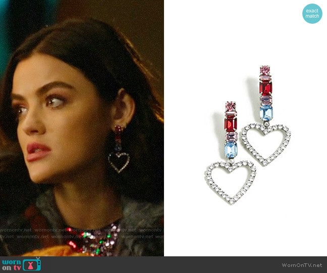 Dannijo Ruby Heart Earrings worn by Katy Keene (Lucy Hale) on Katy Keene