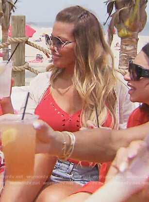 Dolores's red zip front swimsuit on The Real Housewives of New Jersey