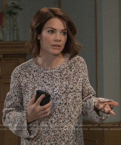 Elizabeth’s speckled sweater on General Hospital