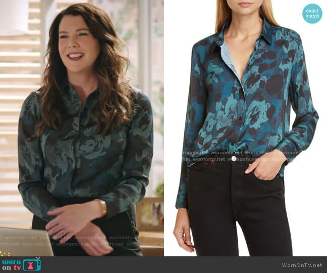 Leema Floral Shirt by Equipment worn by Joan (Lauren Graham) on Zoeys Extraordinary Playlist