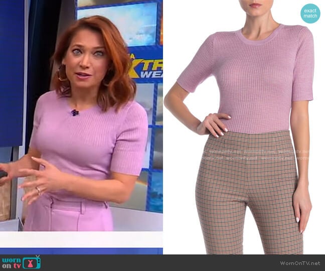 WornOnTV: Ginger’s pink ribbed sweater and high waist pants on Good ...