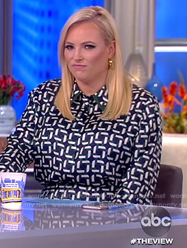 Meghan’s geometric blouse and skirt on The View