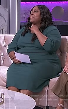 Loni's green knit contrast waist dress on The Real