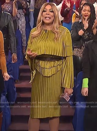 Wendy’s green pleated dress on The Wendy Williams Show