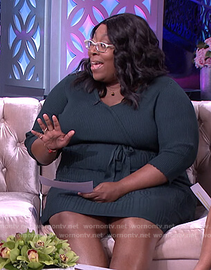 Loni's green tie waist sweater dress on The Real