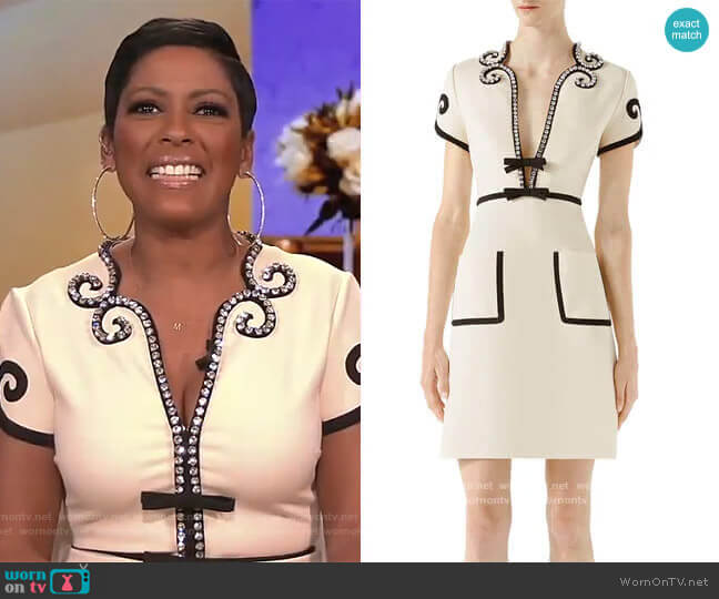 Crystal Trim Jersey Dress by Gucci worn by Tamron Hall  on Tamron Hall Show