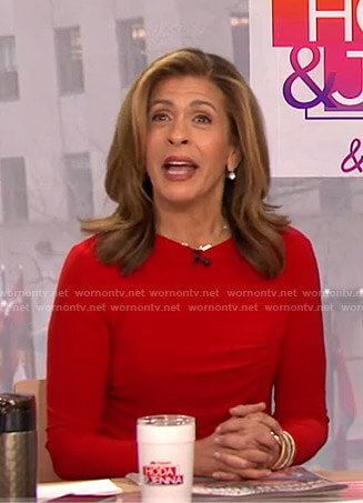 Hoda’s red ruched side top on Today