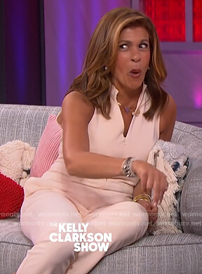 Hoda Kotb’s white sleeveless jumpsuit on The Kelly Clarkson Show