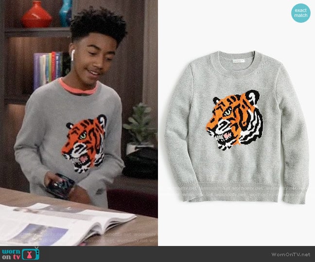 J. Crew Kids Cotton Tiger Sweater worn by Jack Johnson (Miles Brown) on Black-ish