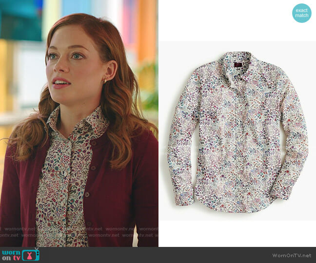 Slim perfect shirt in Liberty by J. Crew worn by Zoey Clarke (Jane Levy) on Zoeys Extraordinary Playlist