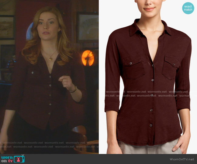 Sheer Slub Side Panel Shirt by James Perse worn by Nancy Drew (Kennedy McMann) on Nancy Drew