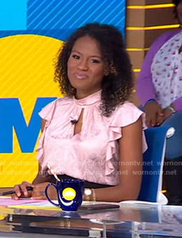 Janai’s pink snake print keyhole top on Good Morning America