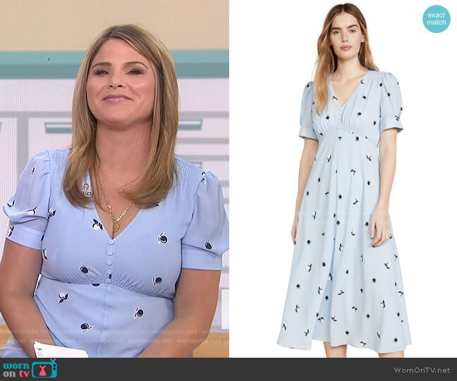 WornOnTV: Jenna’s blue print v-neck dress on Today | Jenna Bush Hager