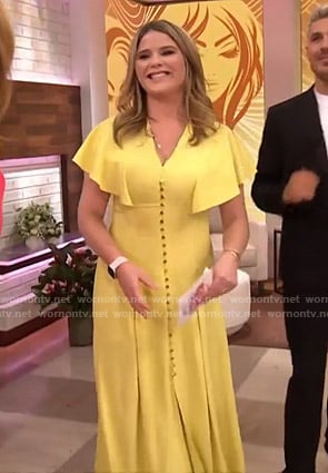 WornOnTV: Jenna’s yellow flutter sleeve maxi dress on Today | Jenna