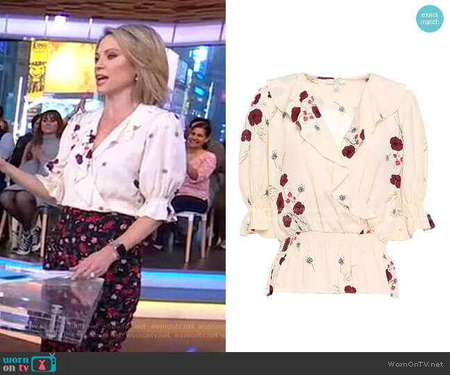 WornOnTV: Amy’s white floral top and ruched skirt on Good Morning ...