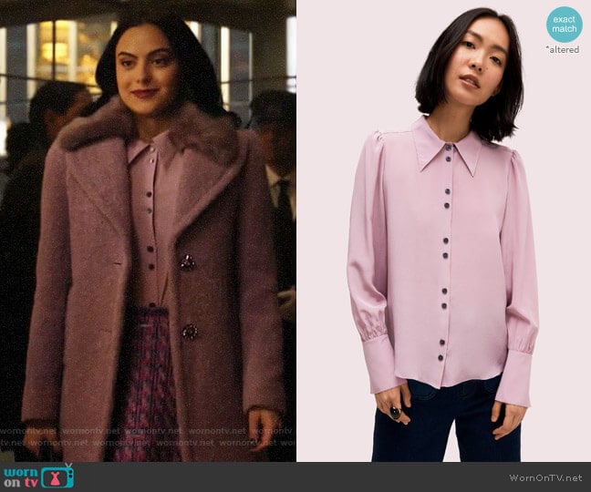 Kate Spade Silk Point Collar Blouse worn by Veronica Lodge (Camila Mendes) on Riverdale