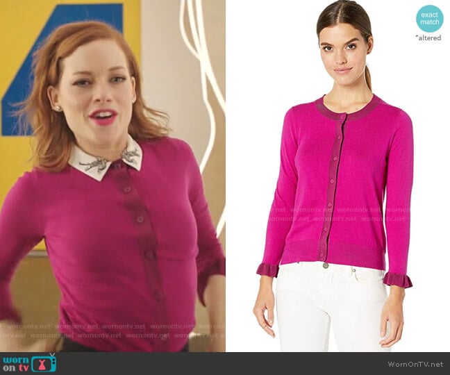 Ruffle Cardigan by Kate Spade worn by Zoey Clarke (Jane Levy) on Zoeys Extraordinary Playlist