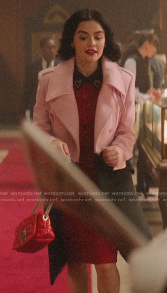 Katy’s pink and black coat on Katy Keene