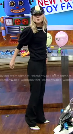Kelly’s black embellished top and pants on Live with Kelly and Ryan