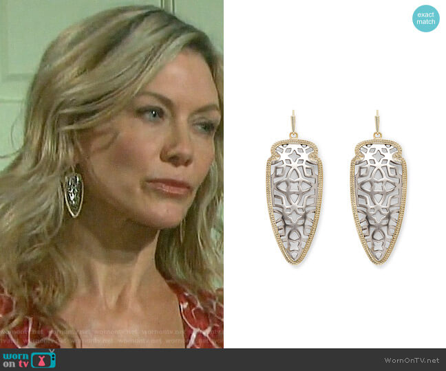 Kendra Scott Sadie Spear Earrings worn by Kristen DiMera (Stacy Haiduk) on Days of our Lives