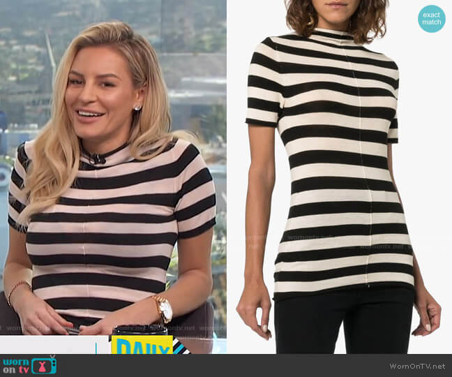 Nidia Striped Knit Top by Khaite worn by Morgan Stewart on E! News