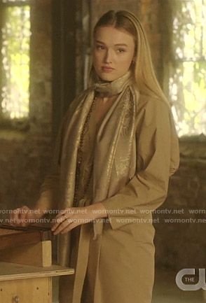 Kirby's beige belted jumpsuit on Dynasty