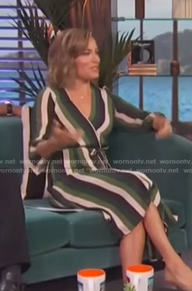 Kit’s green striped wrap dress on Access Hollywood