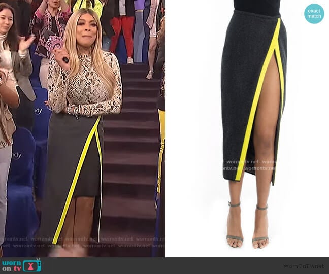 Kendall Wrap Skirt by LaQuan Smith worn by Wendy Williams on The Wendy Williams Show