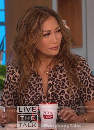 Carrie’s leopard print mini dress on The Talk