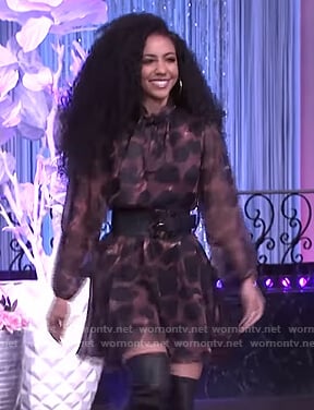 Cheslie Kryst's brown leopard flare dress on The Real