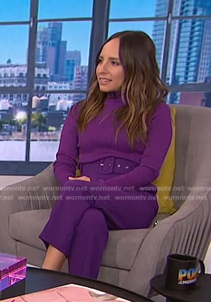 Lilliana’s purple turtleneck sweater and belted pants on E! News