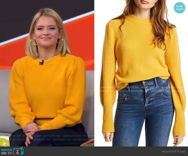 Max Puff-Sleeve Sweater by Lini worn by Sara Haines on Good Morning America