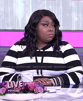 Loni’s black and white striped hooded dress on The Real