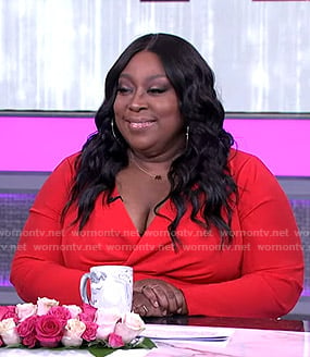 Loni’s red wrap dress on The Real