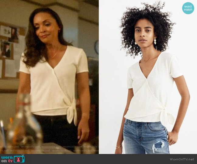 Madewell Texture & Thread Wrap Tie Top worn by Cecile Horton (Danielle Nicolet) on The Flash