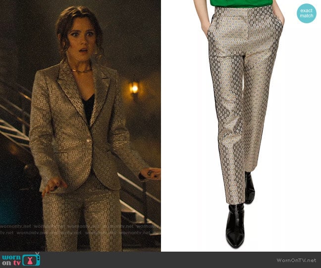 Maje Pane Floral Jacquard Pants worn by Abigael Jameson-Caine (Poppy Drayton) on Charmed