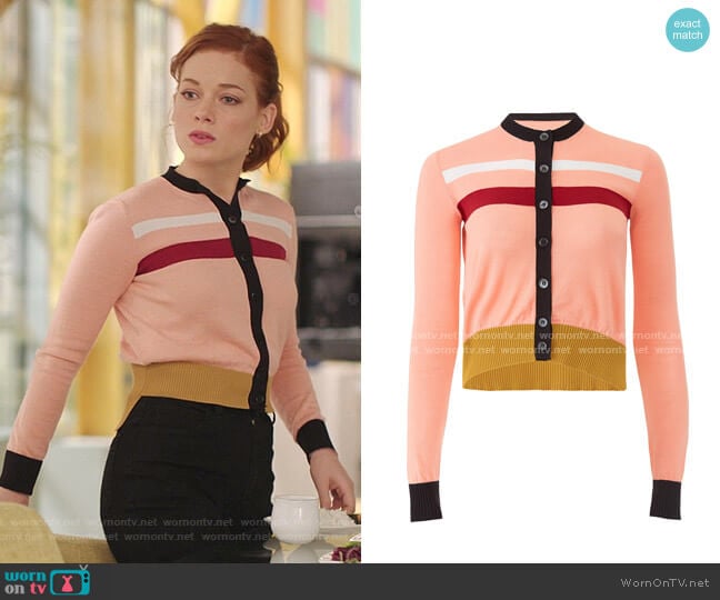 Azalea Color-Block Cardigan by Marni worn by Zoey Clarke (Jane Levy) on Zoeys Extraordinary Playlist